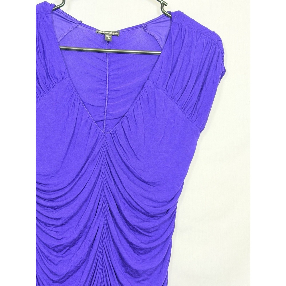 Express Purple Ruched Longline Blouse Top Womens Small Y2K Going Out - Picture 8 of 10